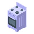 Kitchen electric cook stove icon, isometric style