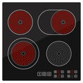 Kitchen Electric hob with ceramic surface and touch control panel Royalty Free Stock Photo