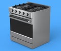 Kitchen electric stove or gas cooker with burning flames of propane gas on blue Royalty Free Stock Photo