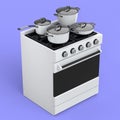 Kitchen electric stove or gas cooker with burning flames of propane gas Royalty Free Stock Photo