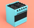 Kitchen electric stove or gas cooker with burning flames of propane gas Royalty Free Stock Photo