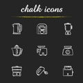 Kitchen electronics chalk icons set