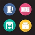 Kitchen electronics flat design long shadow icons set Royalty Free Stock Photo