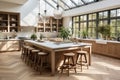 Kitchen that embraces Scandinavian design principles, blending elegance with functionality. Whites, grays, and natural