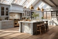 Kitchen that embraces Scandinavian design principles, blending elegance with functionality. Whites, grays, and natural