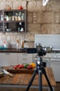 Kitchen with everything ready to broadcast an internet channel