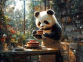 A Panda Cake Decorating Adventure. Generative AI Royalty Free Stock Photo
