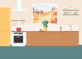 Kitchen flat color vector illustration