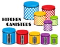 Kitchen Food Storage Canister Set, Checkerboard Design, Multi co