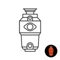 Kitchen food waste disposer line icon. Garbage disposal unit symbol.