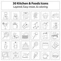 Kitchen and foods icons Royalty Free Stock Photo