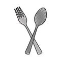 Kitchen fork and spoon isolated icon