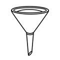 Kitchen funnel vector icon. Hand-drawn illustration isolated on white background. Culinary tool for filtering liquids