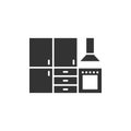 Kitchen furniture icon in flat style. Cuisine vector illustration on white isolated background. Cooking room business concept