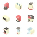 Kitchen gadgets icons set, cartoon style