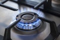 Kitchen gas cooker with burning fire propane gas Royalty Free Stock Photo