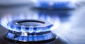 Kitchen gas cooker with burning fire propane gas Royalty Free Stock Photo
