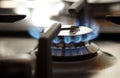 Kitchen gas cooker with burning fire propane gas Royalty Free Stock Photo