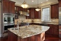 Kitchen with granite island Royalty Free Stock Photo