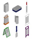 Kitchen grater isolated isometric set icon. Vector isometric set icon hand grate. Vector illustration kitchen grater on