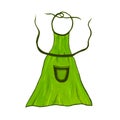 Kitchen green apron isolated on white background. Icon. Clothes for cafes, cooks, housewives. Protective form for cooking. For the