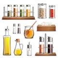 Kitchen Herbs Spices Realistic Set Royalty Free Stock Photo