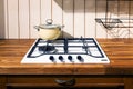 Kitchen hob with pans Royalty Free Stock Photo