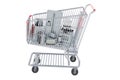 Kitchen and home appliance inside shopping cart, 3D rendering Royalty Free Stock Photo