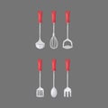 Kitchen home culinary equipment flat vector illustration. Royalty Free Stock Photo