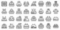 Kitchen hood icons set outline vector. Chimney hood