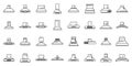 Kitchen hood icons set outline vector. Chimney vent air