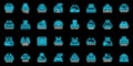 Kitchen hood icons set vector neon