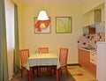 Kitchen in the hotel room. An interior in green tones Royalty Free Stock Photo