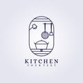kitchen house restaurant logo modern vector illustration design line art simple badge mama