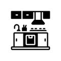 Black solid icon for Kitchen, cook house and kitchenware Royalty Free Stock Photo