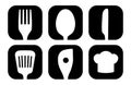 Kitchen icon symbols buttons fork knife spoon spatula and hat