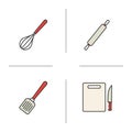 Kitchen instruments color icons set Royalty Free Stock Photo