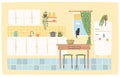 Kitchen interier. Cozy home. Cute vector illustration.