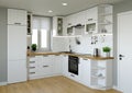 Kitchen interier. 3D rendering of a bright kitchen.