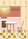 Kitchen interier. Retro style. Flat design