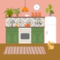 Kitchen interior. Kitchen interior. Beutiful vector illustration.
