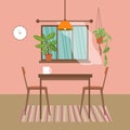 Kitchen interior. Kitchen interior. Beutiful vector illustration.