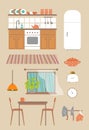 Kitchen interior. Kitchen interior. Beutiful vector illustration.