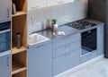 Kitchen interior design with modern style, 3d rendering concept