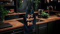 Kitchen interior with grill master dad apron displayed in cozy setting Royalty Free Stock Photo