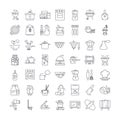 Kitchen interior linear icons, signs, symbols vector line illustration set Royalty Free Stock Photo