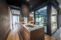 Kitchen interior in modern luxury penthouse apartment