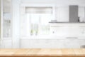 Kitchen interior room with empty wood table.