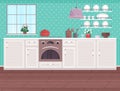 Kitchen interior. The domestic kitchen, adorned with stylish decor, becomes heart home