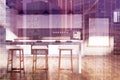 Gray, wooden kitchen, bar, poster toned Royalty Free Stock Photo